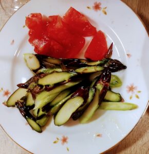 いもっこ市　紫アスパラで作ったオリーブ漬け　