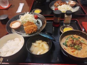 函館　柏木町　庄平　ランチ　豆乳担々麺&ヒレカツハーフ＆ハーフ 