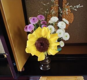 納骨堂②飾る　ひまわりの花